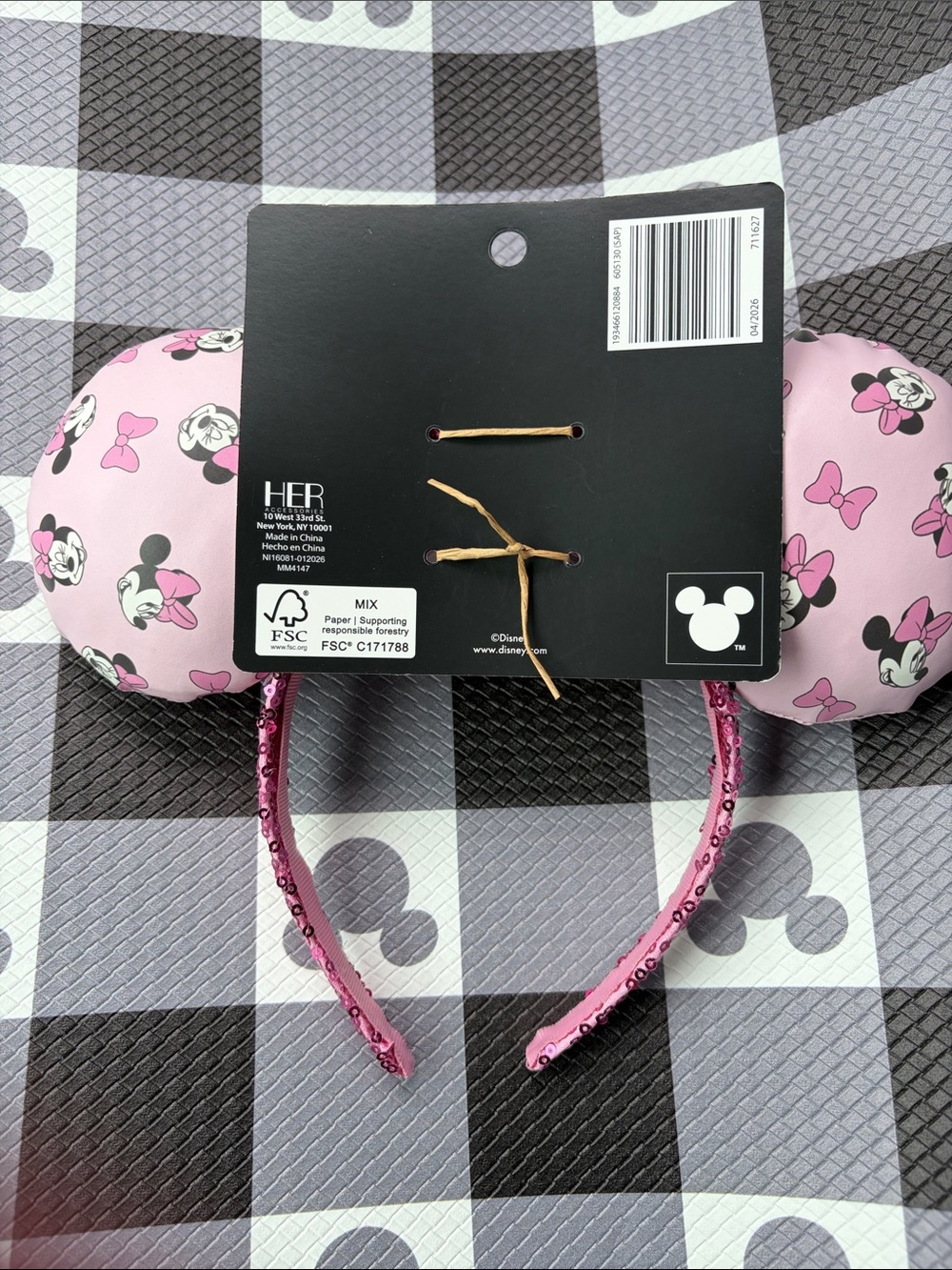 Disney Aldi Pink Minnie Mouse Sequin Bow Ear Headband - Picture 2 of 3